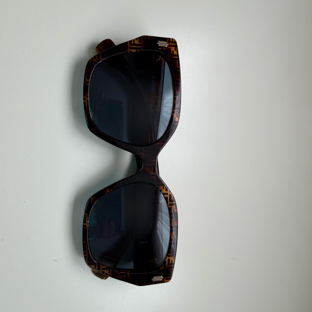 Fendi Tortoiseshell Square Sunglasses with Dark Lenses